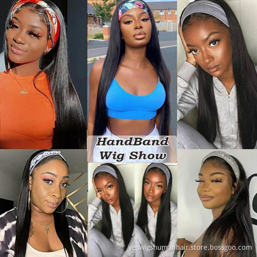 Wholesale Straight Raw Indian Virgin Cuticle Aligned Human Hair Headband Wig None Lace Wig Human Hair For Black Women Vendor